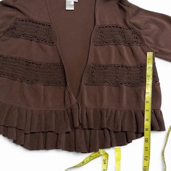 Vintage 90’s Crochet Ruffled Bolero Shrug Cardigan Women’s XL Festival Summer - Picture 5 of 6